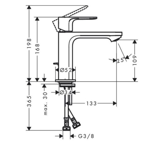 Смеситель для раковины Hansgrohe Rebris S 110 с донным клапаном черный матовый 72517670