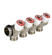 Коллектор сантехнический Giacomini 1 x 3/4E на 2 выхода с отсечными вентилями R585CSX142