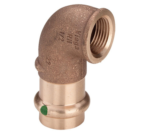 Угольник 90° Viega Sanpress бронза 28 мм х 1/2 ВР 446611