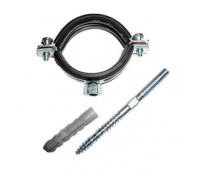 Комплект для монтажа труб Stout хомут металлический обрезиненный со шпилькой и дюбелем DN50 388205