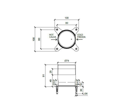 Встраиваемая часть напольного смесителя для раковины Almar Mixers E134012