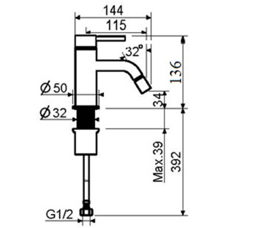 Смеситель для биде IXO Selection на 1 отверстие черный матовый XO0063NO