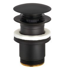 Донный клапан Kludi PushOpen 1 1/4 для раковин с переливом черный матовый 1042639-00