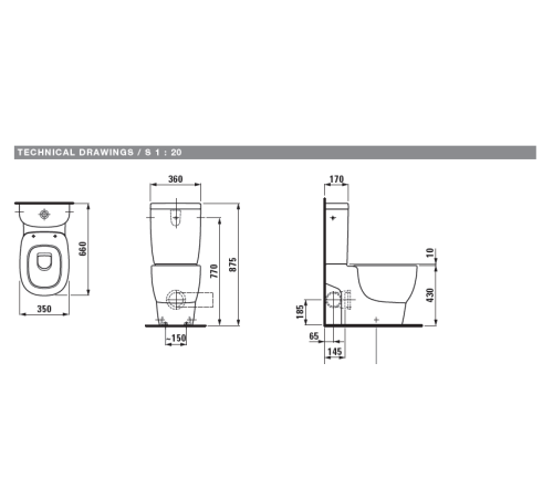 Унитаз напольный Laufen Mimo горизонтальный выпуск белый 8.2355.6.000.000.1