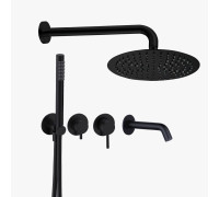 Душевая система Aquanet с изливом для ванны черный матовый AQM8408MB