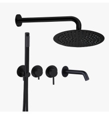 Душевая система Aquanet с изливом для ванны черный матовый AQM8408MB