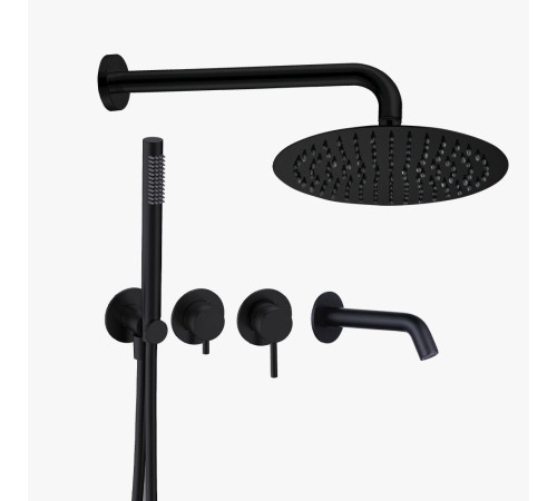 Душевая система Aquanet с изливом для ванны черный матовый AQM8408MB