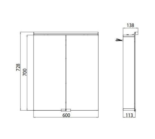 Зеркальный шкаф emco Flat 60х72.7 см 2 двери LED-подсветка 9797 050 63