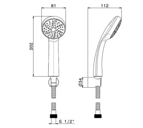 Душевой гарнитур Kerama Marazzi Piano с ручным душем и шлангом хром 852KM.21.018