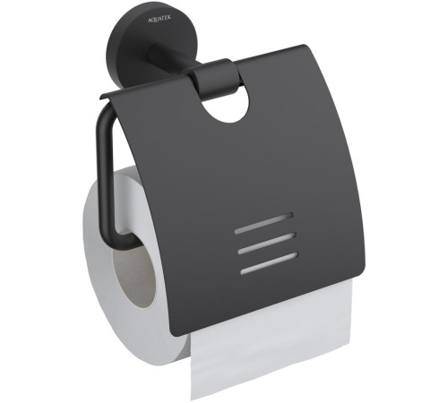 Бумагодержатель с крышкой Aquatek БЕТТА матовый черный AQ4609MB