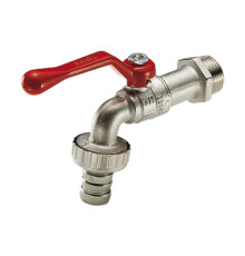 Кран шаровой поливочный Tiemme со штуцером 1 НР красная ручка-рычаг 2500004