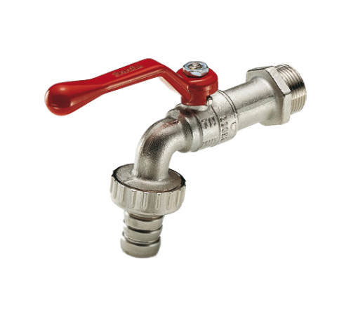 Кран шаровой поливочный Tiemme со штуцером 1 НР красная ручка-рычаг 2500004