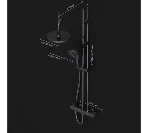 Душевая система AM.PM X-Joy с термостатом черный матовый F0785A422