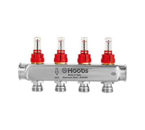 Коллектор из нержавеющей стали Hoobs с расходомерами 1 x 4 выхода 3/4 HB-INCRO-804504