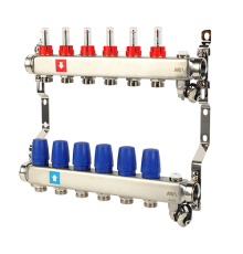 Коллекторная группа Hogart Premium 1 x 3/4 EK 6 выходов с расходомерами, дренажным краном и воздухоотводчиком HOGMS70606
