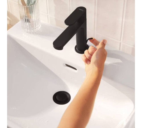 Смеситель для раковины Hansgrohe Rebris S 110 с донным клапаном черный матовый 72517670