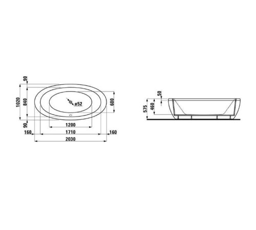 Ванна отдельностоящая Laufen Il Bagno Alessi One 203x102x46 см с каркасом и панелью белый 2.4197.0.000.000.1