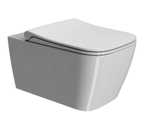 Унитаз подвесной безободковый GSI NUBES 9615FR511 550 мм х 350 мм, с креплением, цвет Белый глянцевый (старый артикул 961511 / 9615FR211)