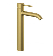 Смеситель для раковины Kludi Bozz высокий 240 мм гладкий корпус брашированное золото 38286N076