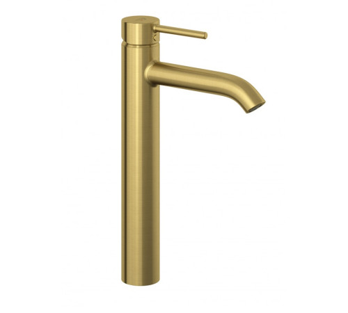 Смеситель для раковины Kludi Bozz высокий 240 мм гладкий корпус брашированное золото 38286N076