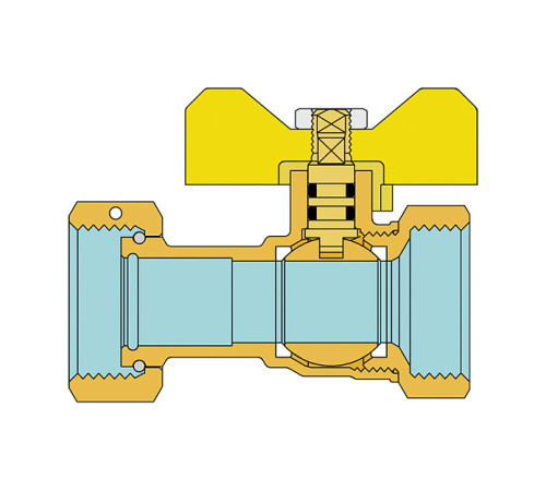 Кран шаровой для газа Tiemme 3/4 НГ х 1/2 ВР бабочка 2220040