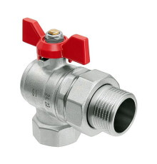 Кран шаровой угловой Smart Install 3/4 ВР/НР с американкой бабочка 57162S