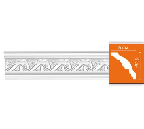 Плинтус потолочный DECOMASTER 95610F с рисунком полиуретан гибкий 60х60х2400 мм 95610F