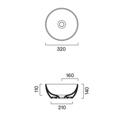 Раковина накладная Catalano Sfera D 32х14 см белый глянцевый 0523320001