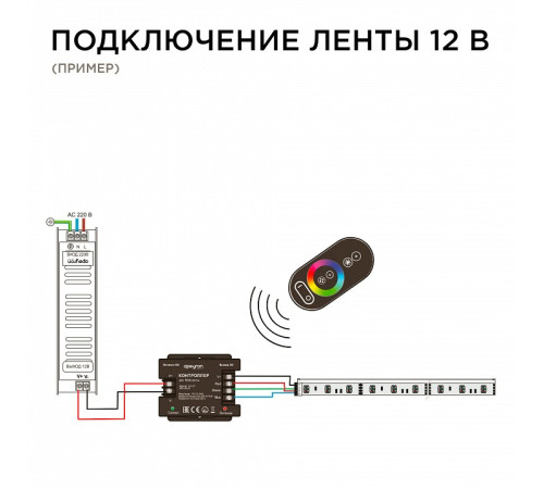 Контроллер-регулятор цвета RGB с пультом ДУ Apeyron Electrics 04-03(288)