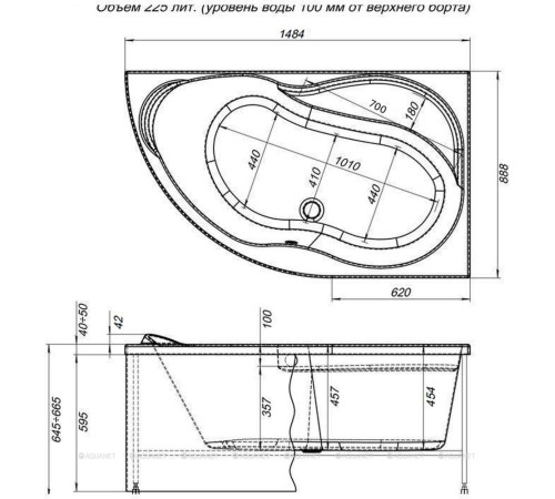 Акриловая ванна Aquanet GRACIOSA 150x90 R правая 00203941