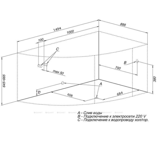 Акриловая ванна Aquanet GRACIOSA 150x90 R правая 00203941