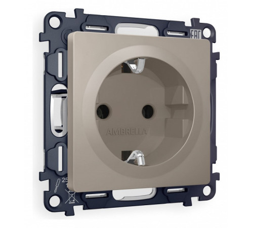 Розетка с заземлением, без рамки Ambrella Volt Quant MA366010