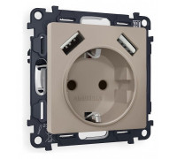 Розетка с заземлением и со шторкой и 2хUSB type A, без рамки Ambrella Volt Quant MA369010