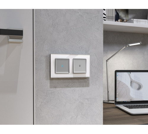 Выключатель самовозвратный одноклавишный с подсветкой, без рамки Ambrella Volt MA MA402060