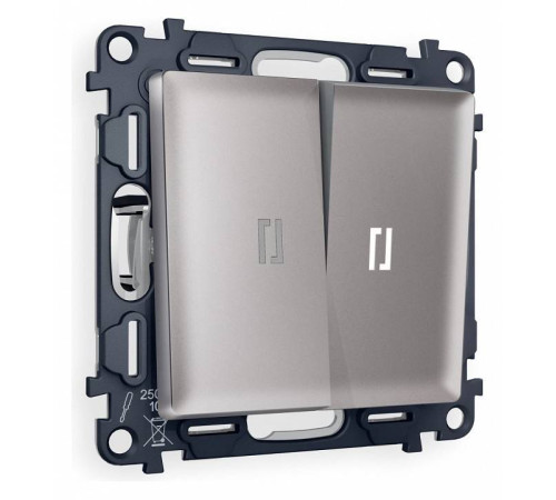 Выключатель двухклавишный с подсветкой без рамки Ambrella Volt Quant MA504015