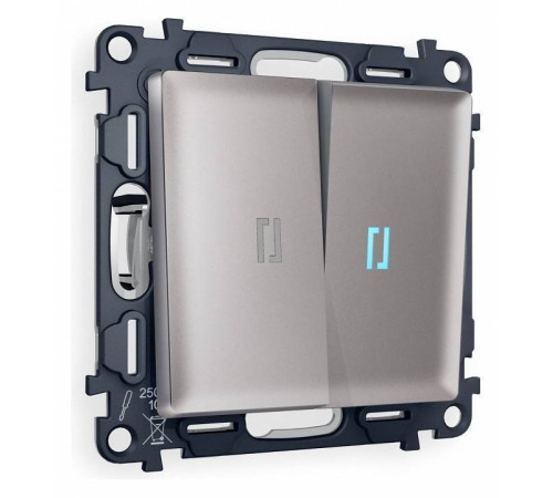 Выключатель двухклавишный с подсветкой без рамки Ambrella Volt Quant MA504020