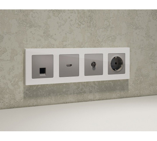 Розетка Ethernet RJ-45 и со шторками, без рамки Ambrella Volt ALFA MA512005