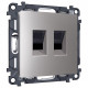 Розетка двойная Ethernet RJ-45 и со шторками, без рамки Ambrella Volt ALFA MA512110