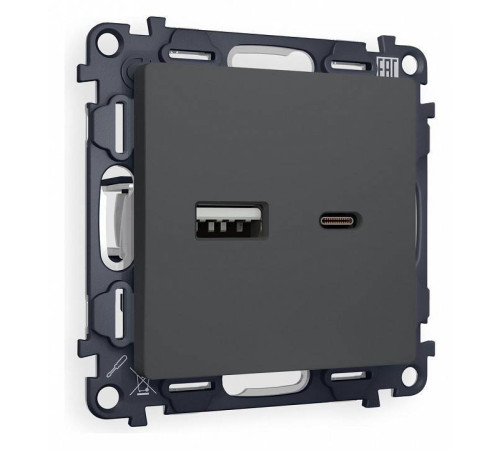 Розетка 2хUSB type A и C без рамки Ambrella Volt Quant MA911010