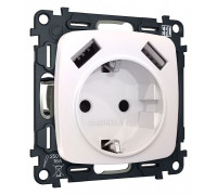 Розетка с заземлением и 2хUSB type A, без рамки Ambrella Volt Quant MO209010