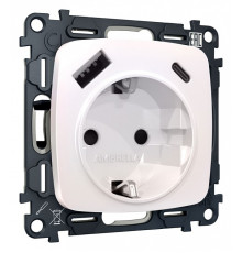 Розетка с заземлением и 2хUSB type A и C, без рамки Ambrella Volt Quant MO210010