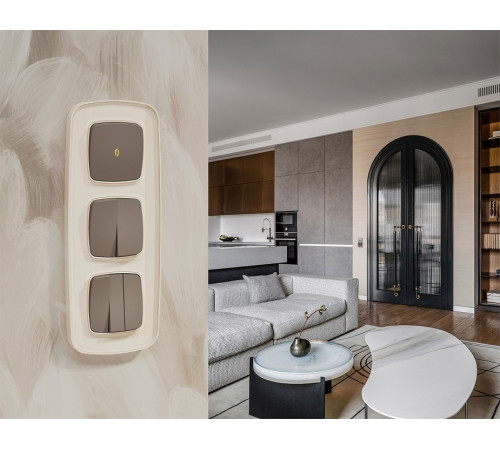 Выключатель перекрестный двухклавишный без рамки Ambrella Volt OMEGA MO633030