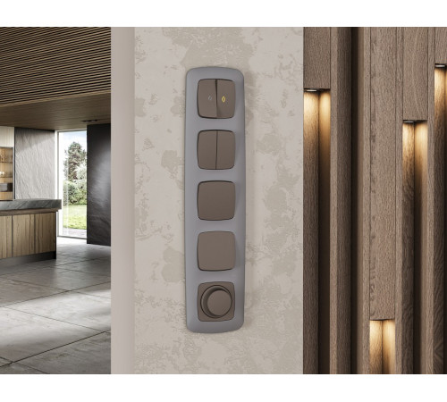 Выключатель перекрестный двухклавишный без рамки Ambrella Volt OMEGA MO633030