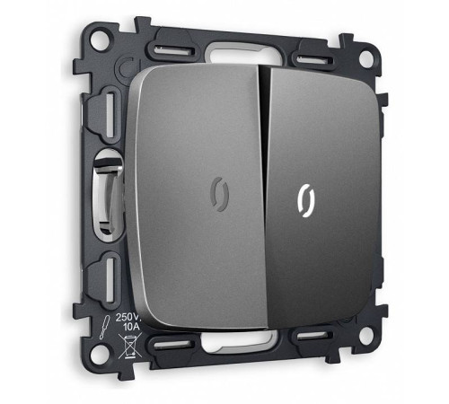 Выключатель двухклавишный с подсветкой без рамки Ambrella Volt Quant MO654015