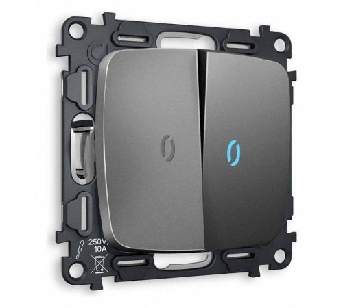 Выключатель двухклавишный с подсветкой без рамки Ambrella Volt Quant MO654020