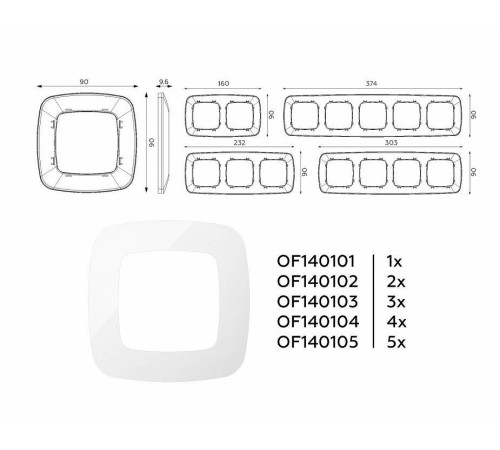 Рамка на 4 поста Ambrella Volt Ecta OF140104