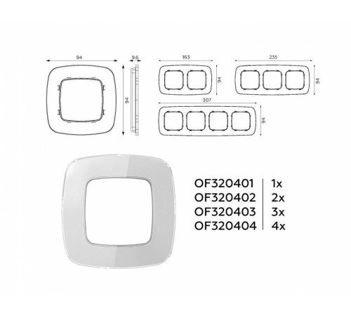 Рамка на 3 поста Ambrella Volt Radian Стекло органическое OF320403