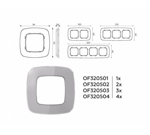 Рамка на 1 пост Ambrella Volt Radian Стекло органическое OF320501
