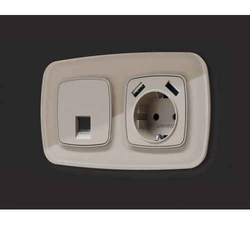 Накладка для розетки RJ-11 или RJ-45 Ambrella Volt Quant OP3720