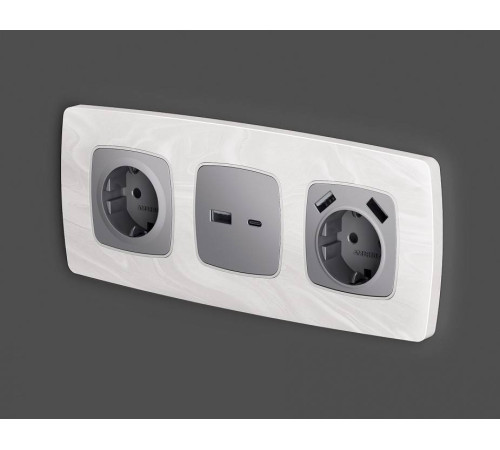 Накладка для розетки с заземлением и со шторками Ambrella Volt Quant OP5070